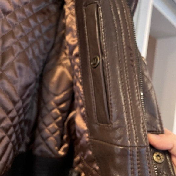 Andrew Marc Men’s Leather Brown B3 Aviator Jacket w/ Removable Shearling Collar - Picture 5 of 8